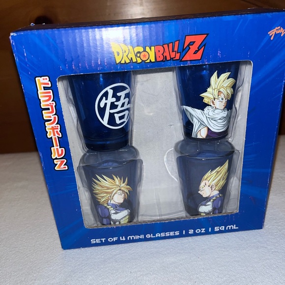 Dragonball Z Other - NWT, DragonBall Z 4 Piece BLUE Shot Mini Glasses